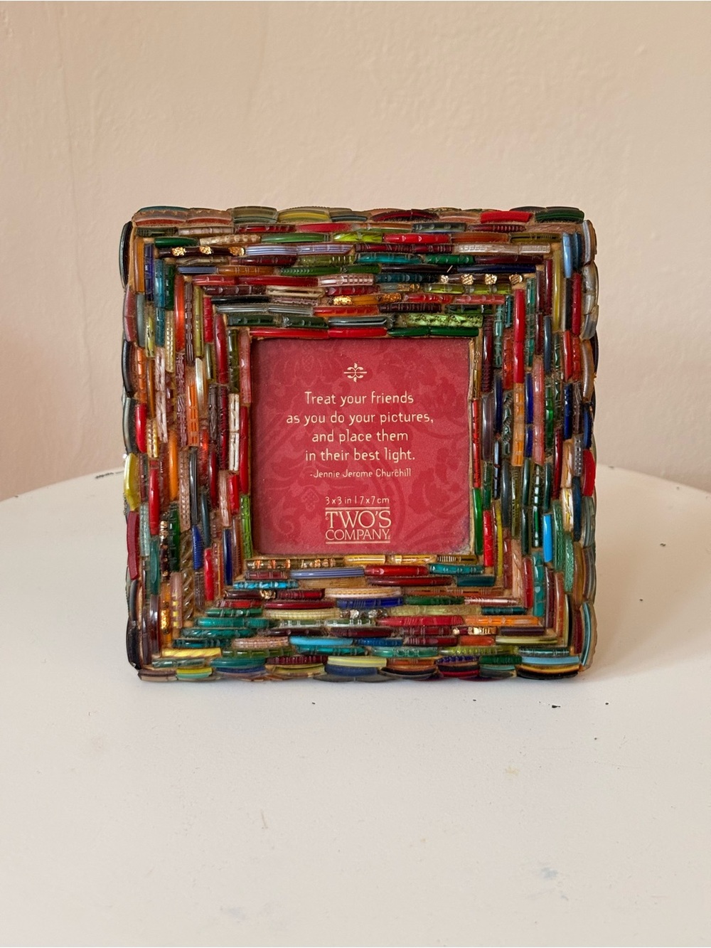 Vintage Two's Company Vibrant Multicolor Mosaic Square Frame